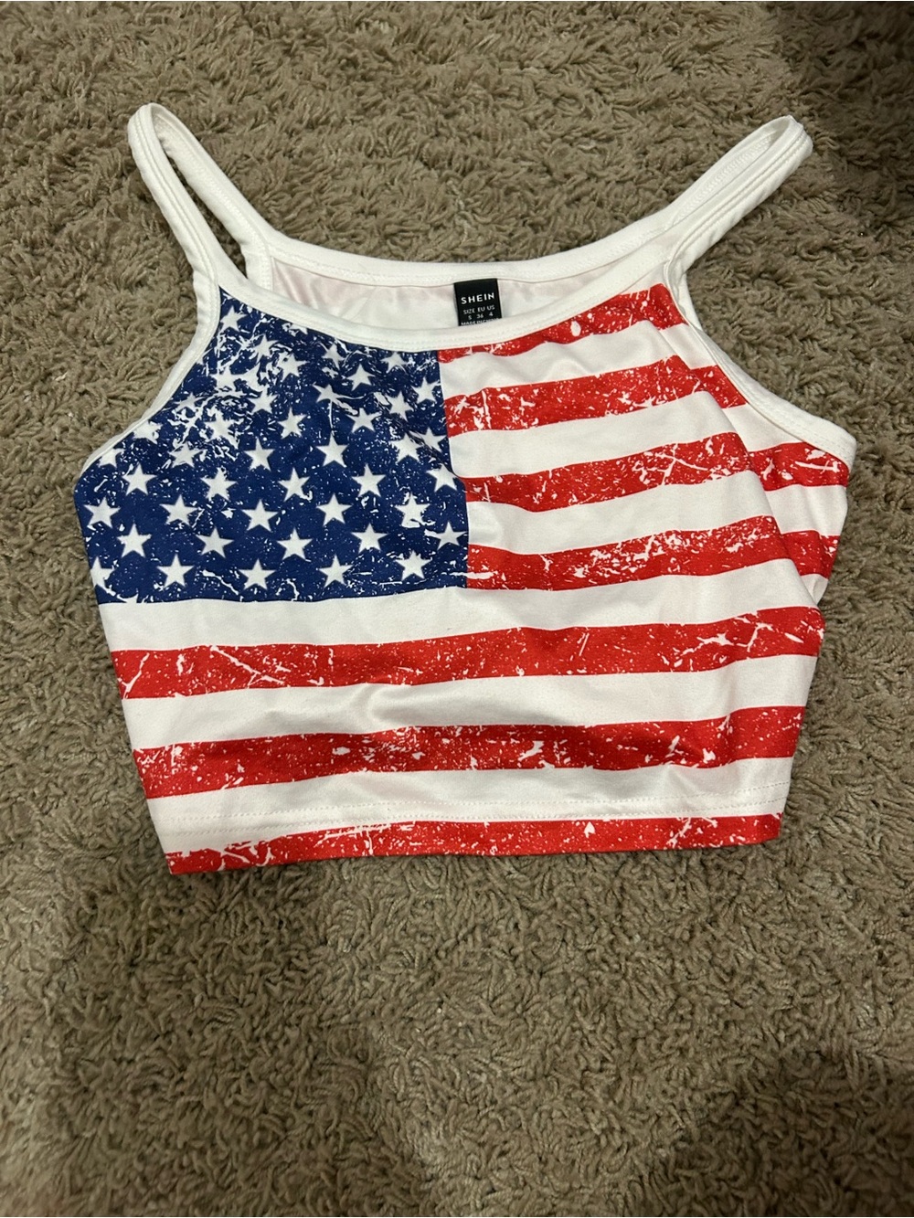 SHEIN Red White and Blue Star-Spangled Crop Tank